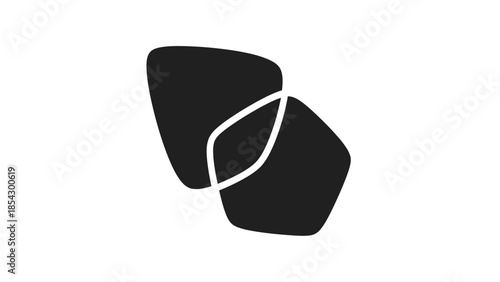 Abstract interlocking shapes representing connection and integration in a minimalist design