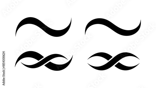 Abstract Infinity Symbol and Wave Forms in Black and White Minimalist Design