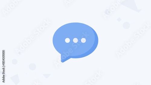 Blue chat bubble with three dots. Typing message icon. Instant communication concept. Vector dialogue symbol. Social media comment, talk, speech balloon, online conversation app.