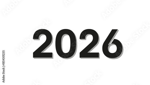 Bold black number 2026 with subtle shadow on white background
