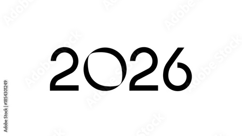 Bold black numbers 2026 displayed clearly on a stark white background