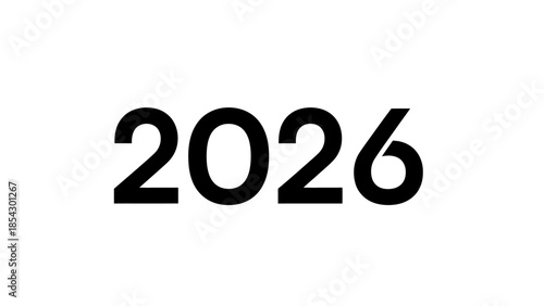 Bold black numbers 2026 displayed prominently on a clean white background for the new year