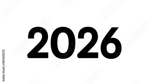 Bold black numbers 2026 on a clean white background, simple graphic