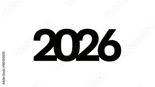 Bold Black Numbers 2026 on White Background Graphic Design Element