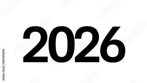 Bold black numbers 2026 on a plain white background representing the upcoming year