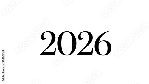Bold black text displaying the year 2026 on a white background minimal 50 characters, maximum 100