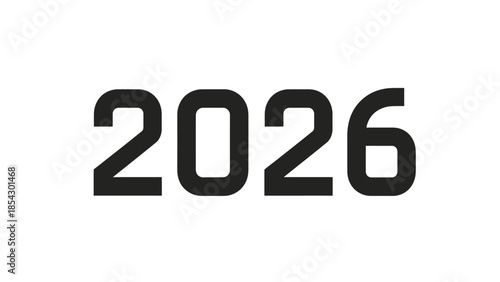 Bold black typography displaying the year 2026 against a clean white background