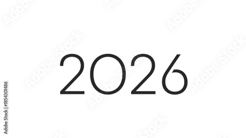 Bold black typography spelling out the year 2026 against a clean white background