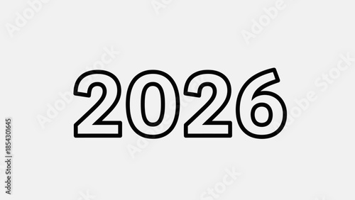 Bold outline numbers 2026 on a plain white background