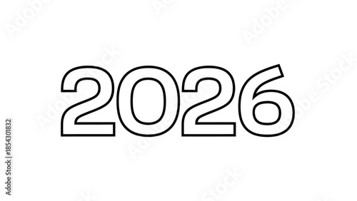 Clean modern graphic featuring the year 2026 in bold outline font against white
