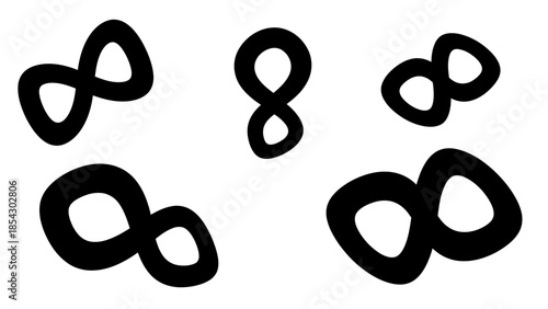 Collection of Hand-Drawn Infinity Symbols in Black on White Background