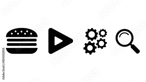 Collection of icons representing food media and search functionality