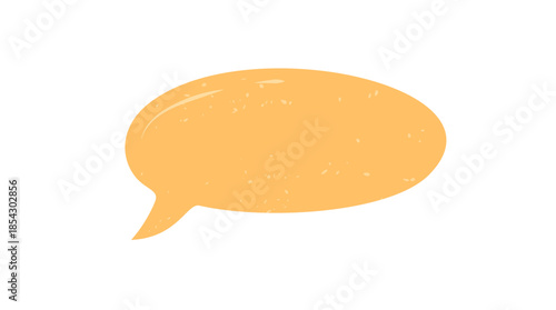 Hand drawn grunge speech bubble in organic round shape sticker. Orange textured speech box as chat sticker, message bubble and textured box for chat and message label. Modern isolated sticker for