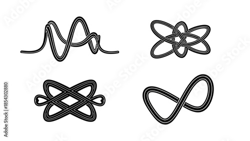 Collection of intricate black and white knot designs on a white background