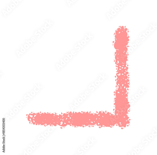 Chalk pink corner border sketch element creates a bold frame. Icon with ornament and font accent, this unique stroke adds hand style as a decorative element in modern compositions.
