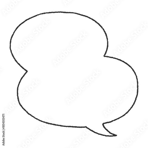  楕円形を二つ重ねた手描き風の吹き出し（内側が白背景）