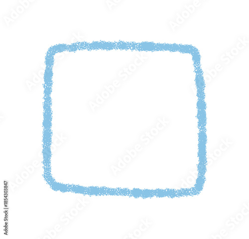 Blue crayon square frame with organic sketch outline style. Quote box and rectangle border serve as background. Artistic graphic illustration adds textured, simple element for creative quote