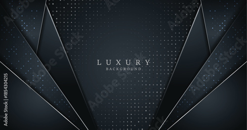 Black abstract geometric background with glitters dots element decoration