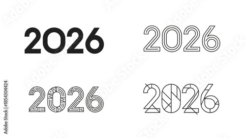 Creative and stylish typographic designs for the year 2026 in various artistic styles