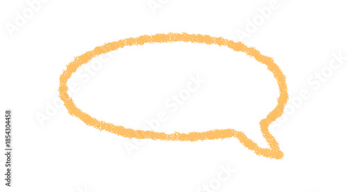 Fluid chalk oval speech balloon in hand drawn contour style. Round bubble form and chat message textbox with subtle shading. Rectangle and quote element for dialogue or message in creative