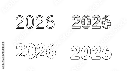 Diverse Styles of the Year 2026 Numbers for Graphic Design Projects