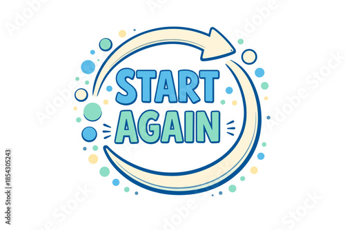 Start again motivational restart icon with arrow and dotted circle design