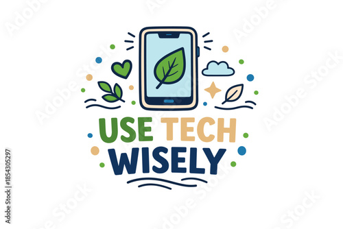 Eco-friendly technology concept with smartphone and leaf design