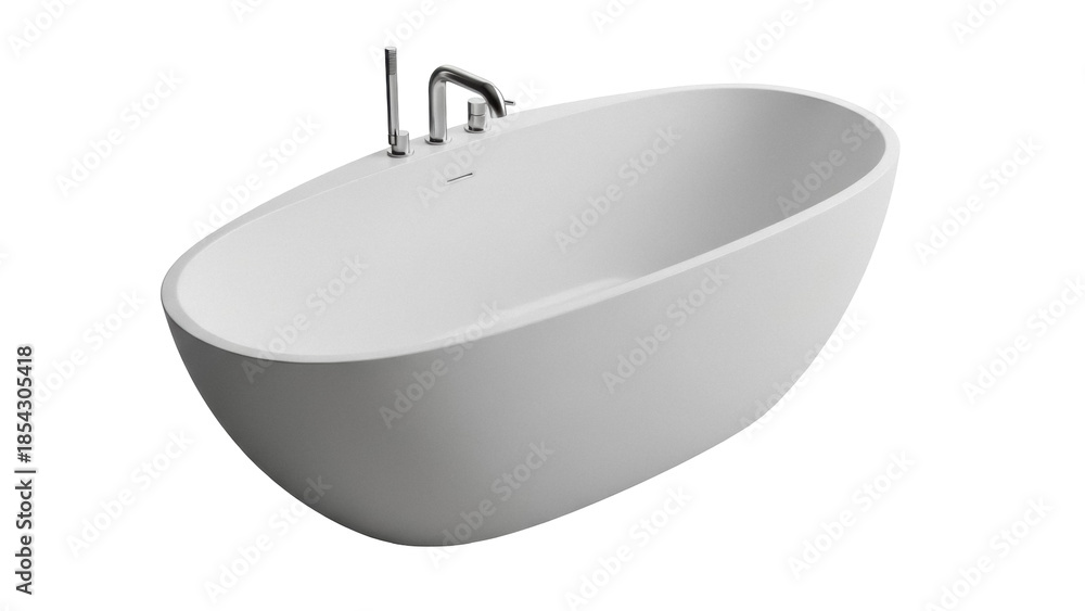Αυτοκόλλητο Modern freestanding bathtub isolated PNG, contemporary bathroom fixture on trans