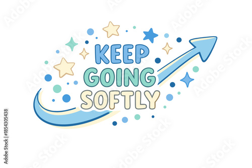 Motivational quote with arrow and stars in pastel colors for encouragement