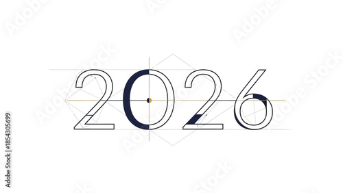 Elegant typography design for the year 2026 showcasing geometric precision and artistic flair