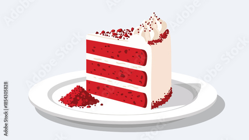 red velvet cake, cake slice, premium dessert, bakery cake, flat illustration, dessert illustration, cream cheese frosting, sweet food, pastry, food graphic, bakery menu, cafe dessert, confectionery, d