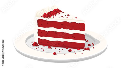 red velvet cake, cake slice, premium dessert, bakery cake, flat illustration, dessert illustration, cream cheese frosting, sweet food, pastry, food graphic, bakery menu, cafe dessert, confectionery, d