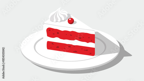 red velvet cake, cake slice, premium dessert, bakery cake, flat illustration, dessert illustration, cream cheese frosting, sweet food, pastry, food graphic, bakery menu, cafe dessert, confectionery, d