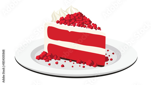 red velvet cake, cake slice, premium dessert, bakery cake, flat illustration, dessert illustration, cream cheese frosting, sweet food, pastry, food graphic, bakery menu, cafe dessert, confectionery, d