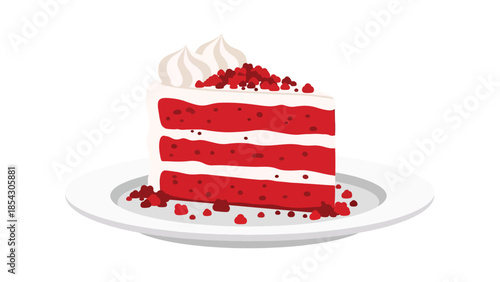 red velvet cake, cake slice, premium dessert, bakery cake, flat illustration, dessert illustration, cream cheese frosting, sweet food, pastry, food graphic, bakery menu, cafe dessert, confectionery, d