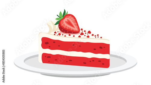 red velvet cake, cake slice, premium dessert, bakery cake, flat illustration, dessert illustration, cream cheese frosting, sweet food, pastry, food graphic, bakery menu, cafe dessert, confectionery, d