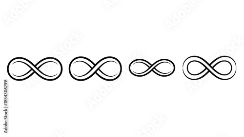 Four different sized infinity symbols on a plain white background graphic