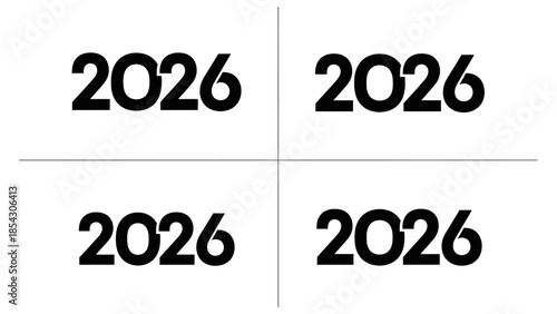 Four instances of the year 2026 displayed in bold black font on a white background