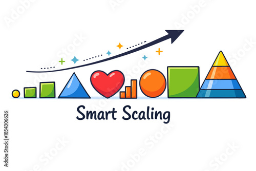 Smart scaling: geometric growth with diverse shapes and rising arrow