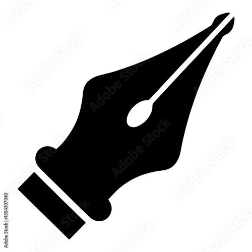 Classic black fountain pen nib icon representing writing creativity and elegant calligraphy design