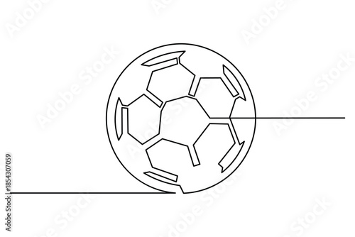 Minimalist continuous one line drawing of a classic soccer ball for sports design