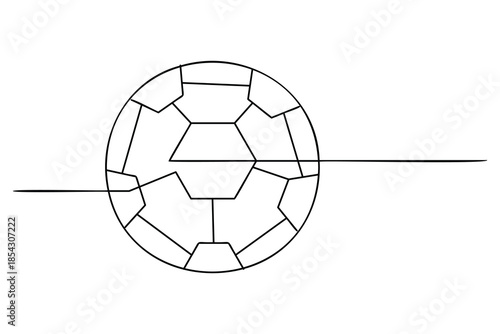 Modern continuous line drawing of a football with detailed panel patterns