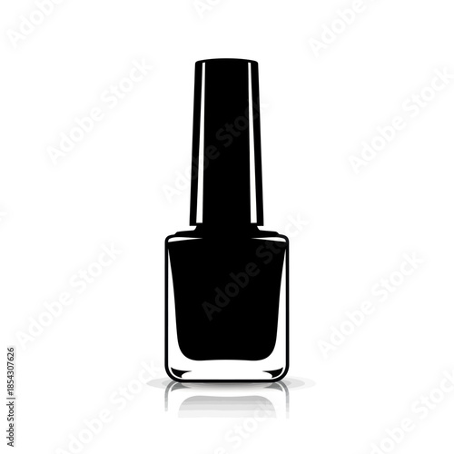 Elegant Black Nail Polish Bottle Isolated on White Background.