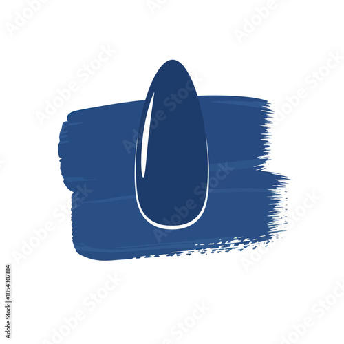 Almond-shaped Nail Polish Swatch on Blue Paint Stroke.