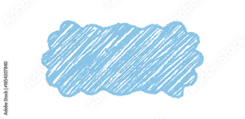 Groovy shaded rectangle in blue with wavy border and crayon texture, retro chalk style. Shaded sketch background element and unique y2k frame offer a playful shading effect for creative projects.