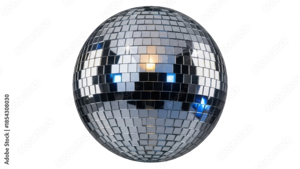 Fototapeta premium Shiny disco ball PNG isolated on transparent background, mirror ball for party, dance, celebration, and entertainment events