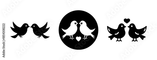 Vector illustration of love birds couple silhouette design for valentine's day and wedding decor