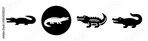 Discover black and white alligator silhouette vector art design for creative projects and crafts