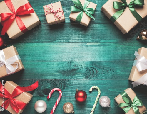 Christmas Themed Decorations and Gifts Background