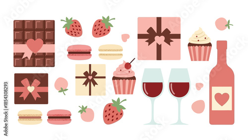 Romantic Celebration with Sweet Treats and Wine